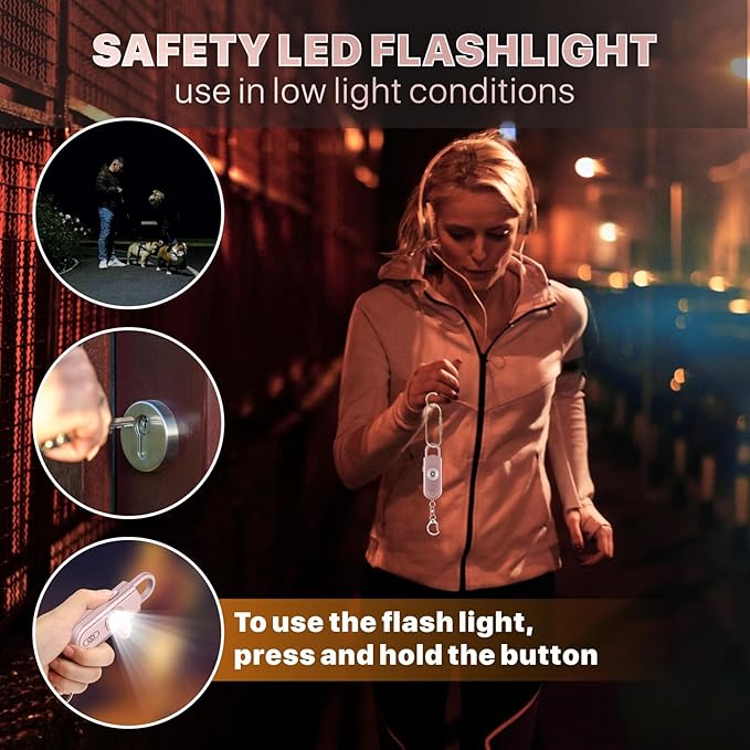 Safe Sound Personal Alarm, 130 dB Loud Siren Song Emergency Security Alarm Keychain with Strobe LED Light, Personal Sound Safety Siren for Women, Men, Children, Elderly