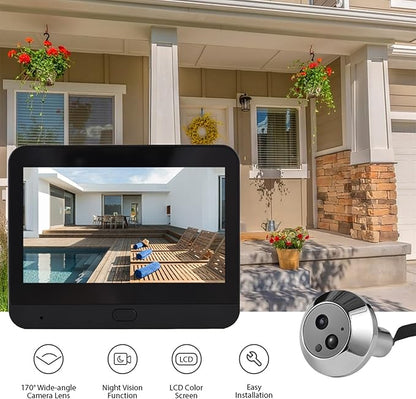 Smart Video Doorbell Camera, WiFi Door Peephole Camera with 4.3in Display Monitor, Tuya APP Wireless Digital Door Viewer, Smart Motion Detection, Night Vision, Rechargeable 5000Ah Battery