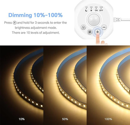 32.8Ft Motion Activated Running Water Flowing LED Strip Light Kit,3000K Dimmable LED Strip Lights, 24V Motion Sensor Horse Race LED Tape Light for Room Stair Corridor