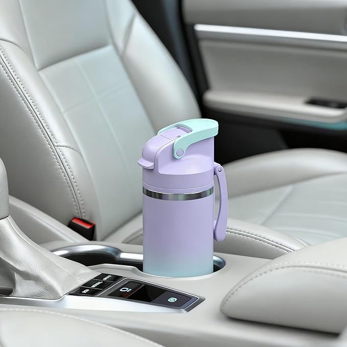 OISIZ Insulated Water Bottle 20 oz with 2 in 1 Spout and Straw Lid,One Click Safety Lock,100% Leakproof,Keep Cold 24H,Vacuum Stainless Steel Water Bottle for School,Travel and Sports,Dishwasher Safe