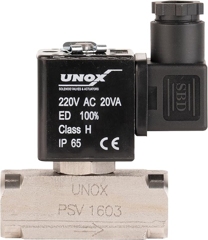 UNOX 3/8" NPT Electric Solenoid Valve 220V AC, Stainless Steel AISI316 Control Valve Normally Closed - 0-232 PSI Multi-Purpose Reliable Control Valve for Water, Air, and Gas - Solenoid Valves