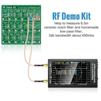 AURSINC Upgraded NanoVNA-F V2 Vector Network Analyzer 50kHz-3GHz with RF Demo Tester Board, 4.3inch with 5000mAh, Measuring S-Parameters VoltagSWR, Phase, Delay, Smith Chart, RTC Realtime