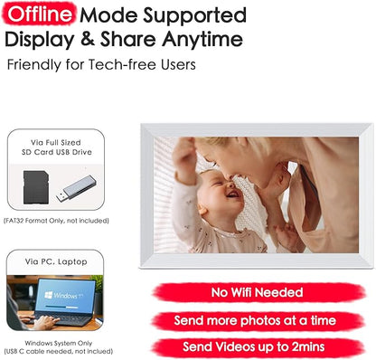 Digital Picture Frame, Frameo 15.6 inch Large Digital Photo Frame WiFi, 1920*1080 IPS FHD Touchscreen, 32GB Storage, Instant Share Pictures Video, Photo Frame Electronic, House Warming, Gift for Mom