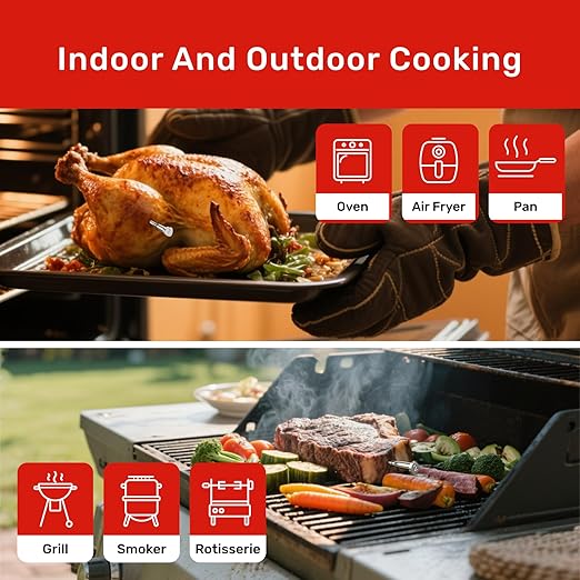 X Pro Wireless Meat Thermometer with Dual Wi-Fi & Bluetooth, Digital Meat Thermometer with 2 Probes & LED Display Base, 6 Built-in Sensors, IP69 Waterproof, for Grills, Ovens, Smokers & BBQs