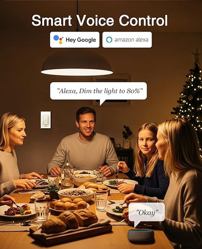 GHome Smart Dimmer Switch, Single Pole, 2.4GHz WiFi Dimmer Light Switch Works with Alexa and Google Home, Voice & APP Remote Control | Timer & Schedule | UL Certified, Neutral Wire Required, 3 PACK