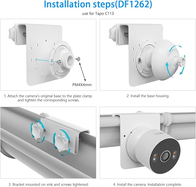 HOLACA Gutter Mount Compatible with Tapo 2K 3MP Indoor/Outdoor Dual Lens Pan/Tilt Security Camera, TP-Link Tapo C246D/C236/C216/C217/C113/C420/C400/C400 Kit/C460 Security Camera