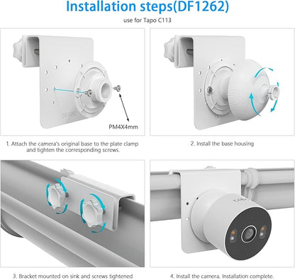 HOLACA Gutter Mount Compatible with Tapo 2K 3MP Indoor/Outdoor Dual Lens Pan/Tilt Security Camera, TP-Link Tapo C246D/C236/C216/C217/C113/C420/C400/C400 Kit/C460 Security Camera