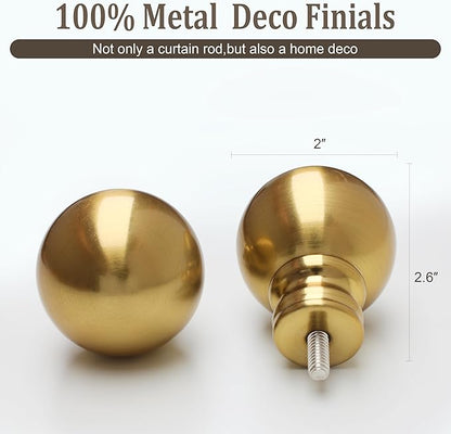 Modern Gold Curtain Rods for Windows 72 to 144 Inch 1" Diameter Adjustable Heavy Duty Brass Long Window Curtain Rod with Metal Finials for Living Room Bedroom Farmhouse Kitchen Outdoor