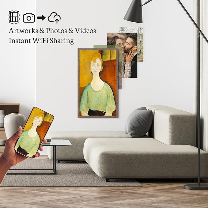 BSIMB Large Digital Picture Frame 21.5 Inch, 64GB Touchscreen 1920x1080 FHD WiFi Digital Photo Frame Electronic Remote Control, Share Pictures/Videos via App/USB/SD Easy Setup Gifts for Mom, Dark Wood