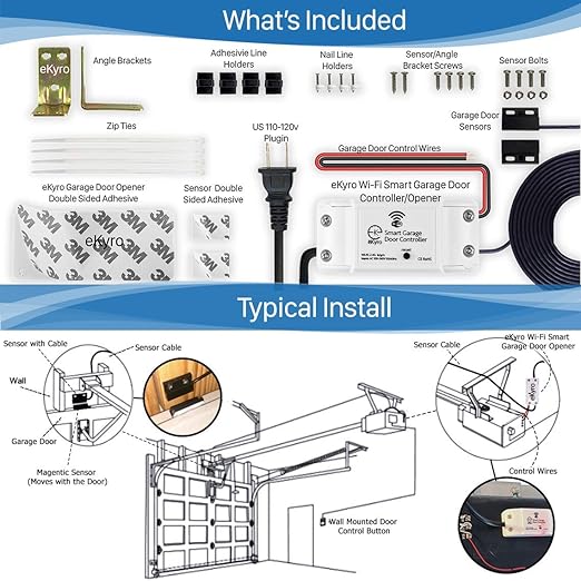 Smart Garage Door Opener - Universal WiFi Remote Controller Compatible with Alexa, Google Home, iPhone, Siri, Android, Door Left Open Alert, Door Security Systems, Updated Model