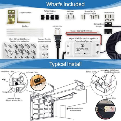 Smart Garage Door Opener - Universal WiFi Remote Controller Compatible with Alexa, Google Home, iPhone, Siri, Android, Door Left Open Alert, Door Security Systems, Updated Model