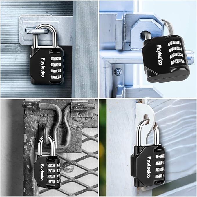 Combination Lock, 4 Digit Combination Padlock for School Gym Sports Locker, Fence, Toolbox, Case, Hasp Cabinet Storage (2 Pack, Purple & Black)