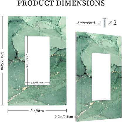Decorative Outlet Covers Simple Green Marble 1 Gang Single Rocker Light Switch Cover Plate Wall Plates GFCI Faceplate for living Room Office Decor