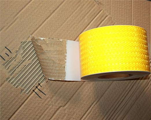 Yellow Reflective Tape 4 inch Wide, Outdoor Waterproof High Visibility Warning Industrial Marking Tape, Safety Stickers (68 feet,3 Rolls)