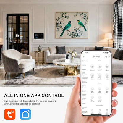 LWOHSI Smart Home Alarm,GSM 4G/WiFi Home Security Systems with DIY Door Window Sensors and Motion Sensors,Loud Siren,Remote,Work with Google for House,Villa,Apartment,No Contract Fee