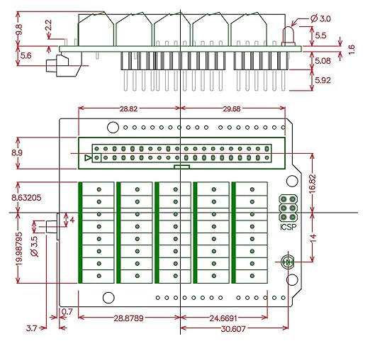 Electronics-Salon Arduino Screw Terminal Block Breakout Module, for Arduino UNO R3.