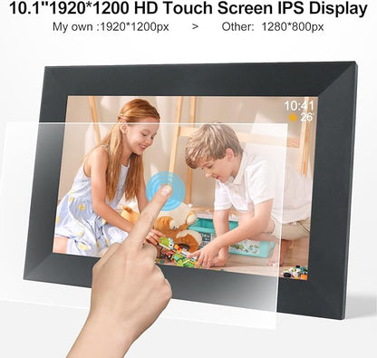 Frameo 10.1 Inch Smart WiFi Digital Photo Frame,Digital Picture Frame with 16GB Storage & SD Slot, Electronic Picture Frame IPS Touch Screen with Auto-Rotate, Frameo Digital Frame WiFi