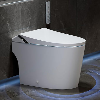Smart Toilet with Bidet Built in, Toilets with Tank, Dual Auto Flush, Foot Sensor Flush, Heated Seat, Warm Water, Foam Dispenser, Elongated Bidets for Modern Bathroom, Remote, Night Light
