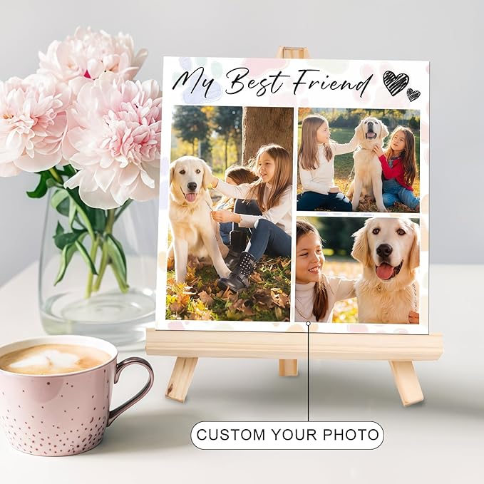 Custom Photo Frame with Stand, Personalized Picture Display, MDF and Wood Construction, Desktop Decor, Multiple Designs, Customizable Gift for Family and Friends