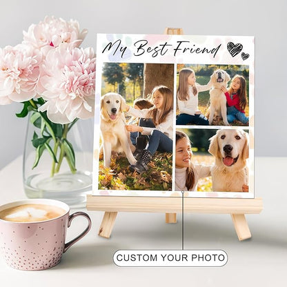Custom Photo Frame with Stand, Personalized Picture Display, MDF and Wood Construction, Desktop Decor, Multiple Designs, Customizable Gift for Family and Friends