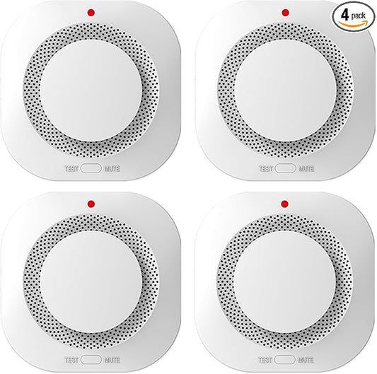 Photoelectric Smoke Detector Fire Alarm, Battery Operated, Smoke Alarm with Test Button & Low Battery Signal, LED Warning Light, 85-Decibel Alarm Sound, Easy Installation for Living Rooms and Bedrooms