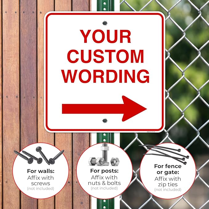 Custom Square Left or Right Arrow Sign, Personalize for Office, Business, Workplace, Office, Home, Airbnb, Delivery Signs, 36x36 Rust Free .063 Aluminum, Fade Resistant, Made in USA