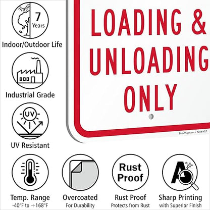 SmartSign Basics 18 x 12 inch “No Parking - Loading And Unloading Only” Metal Sign, 120 mil Aluminum Composite (ACM), Engineer Grade Reflective Material, Red and White, Made in USA