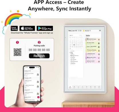 21.5 Inch Family Digital Calendar - Chore Chart, Meal Planner, Photo Display, FHD Interactive Touchscreen with LED Reminder, Wall & Desk Mount Smart Electronic Planner