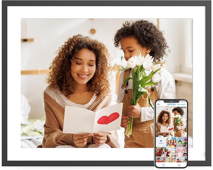 17" Digital Photo Frame Large-Digital-Picture-Frame - 32GB Touchscreen Display, Auto-Rotate, Load Photo Video from Phone to Digital Frame Via App or Email, Free Cloud, Birthday Gifts for Mom Dad