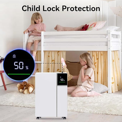 2000 Sq.Ft 25 Pints Dehumidifier with Drain Hose, 32dB Sleep Mode Dehumidifiers for Home, Intelligent Humidity Control, 3 Modes, Auto Off, Safe Dehumidifier for Basement, Bedroom Bathroom Garage RV