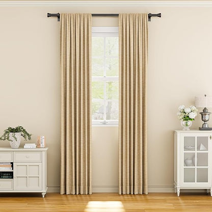 Yafex Curtain Rod 32-58 Inch, Heavy Duty 1 Inch Adjustable Curtain Rods for Windows, Black Short Window Treatment Rods, Modern Design, Easy Installation