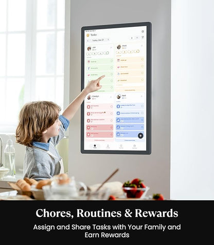 Cozyla Digital Calendar+ 2: 32 inch Wall Planner Touch Screen Chore Chart Customize Dashboard Smart Electronic Calendar for Family Schedules Meal Planner Support Any Google Play App Wall Mount Black
