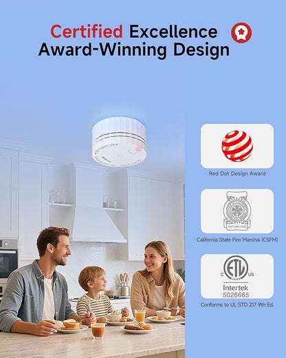 Heiman Matter Smoke Detector, Smart Photoelectric Fire Alarm, Ul217-9Th Listed, Battery Powered, Real-Time Notification, Compatible With Smartthings, Home Assistant, Mini Portable For Home, Rv, Travel
