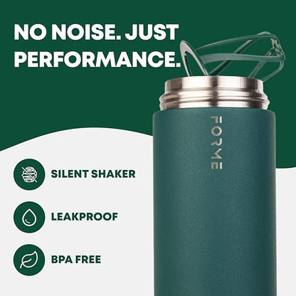 FORME - Blender Shaker Bottle, Leakproof Double Insulated Stainless Steel, Noiseless Shaker Bottle for Hot & Cold Drinks with Supplement Storage, Ideal for Protein & Shakes (Jungle, 16.9 oz)