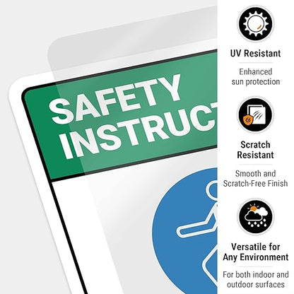 Safety Instructions Body Harness Required for Entry Sign, 10x7 Inches, 4 Mil Vinyl Decal Stickers Weather Resistant, Made in USA by Sigo Signs