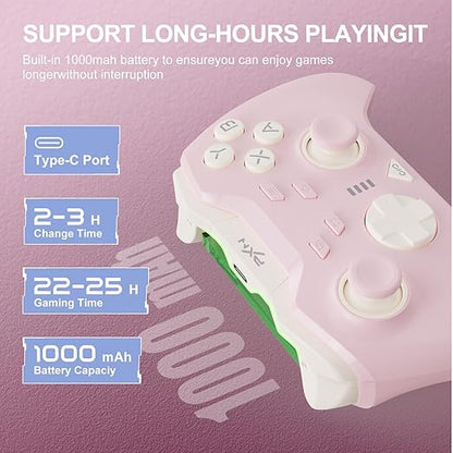 PXN P5 Wireless Gaming Controller, Hall Effect Joystick, 2.4G PC Gaming Controller, Hall Triggers, Dual Vibrators, APP, POM, Wake-up, 4-Macro, 3-Mode(2.4G/BT/SW), for PC,Switch,Android,iOS