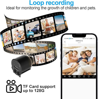 Smallest Wireless WiFi IP Camera,HD1080P Portable Mini Camera with Video Recording Live Feed,Baby Monitor,Nanny Cam,with Night Vision,Motion Detection,Cloud Storage for Security with iOS Android APP