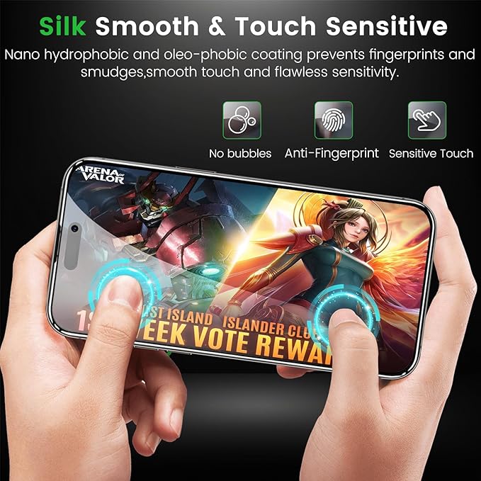 4 Pack Privacy Screen Protector for iPhone 15 Pro Max 6.7 Inch with 4 Pack Camera Lens Protector, Anti Spy Tempered Glass Film, Anti-Scratch, Touch Sensitive, Case Friendly