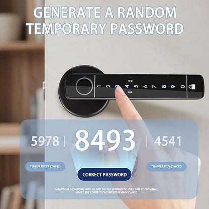 Fingerprint Door Lock Biometric Door Lock with Keypad & Keyless Entry - Smart Door Knob Handle for Bedroom/Home/Hotel/Office/Apartment - Supports APP/IC Card/Fingerprint/Key/Passcode Unlocking