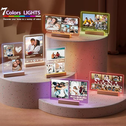 LOUISMIAA Customized Picture Frames with Night Light,Decorative Plaque Anniversary Birthday Mother’s Day Father’s Day Valentine’s Personalized Gifts for Boyfriend Girlfriend Couple Same Day Shipping