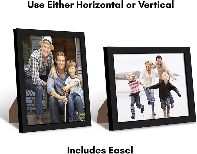 Americanflat 9x11 Picture Frame with Shatter-Resistant Glass - Signature Collection - Gallery-Style Frames Made of Engineered Wood - Photo Frame for Tabletop and Wall Display - Black