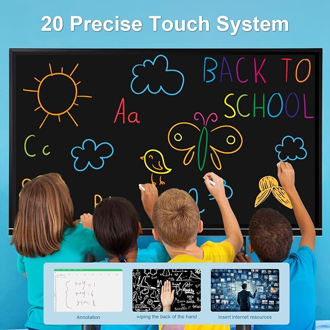 86" Smart Board - 4K UHD Interactive Whiteboard with Dual OS (Android/Windows), All-in-One Digital Electronic Whiteboard for Conference Rooms & Classrooms - Includes Wall Mount & Remote Control
