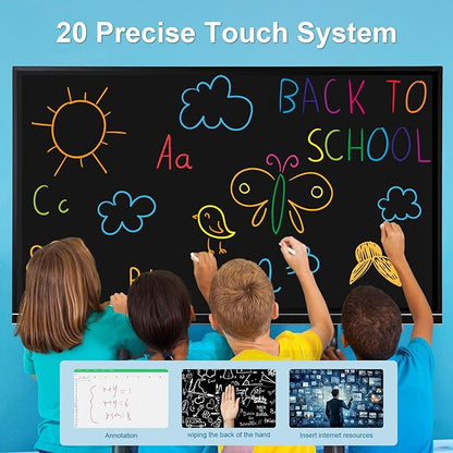 86" Smart Board - 4K UHD Interactive Whiteboard with Dual OS (Android/Windows), All-in-One Digital Electronic Whiteboard for Conference Rooms & Classrooms - Includes Wall Mount & Remote Control