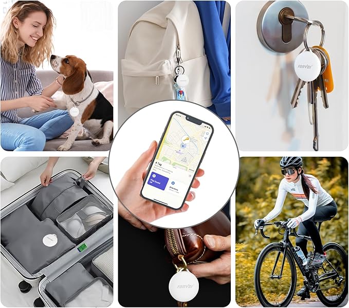 New [Apple MFi Certified] (iOS Only) Air Tags-4 Pack, Bluetooth Tracker for Apple Find My, Replaceable Battery, Key Finder and Item Locator Smart Tag for Keys, Bags, Luggage, Pets, Wallet