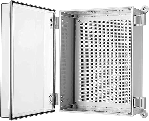Co. ABS Waterproof IP67 Hinged Electronics Box with Mounting Plate, Bracket (11.81" x 15.7" x 6.7", Clear Cover - 4 Pack)