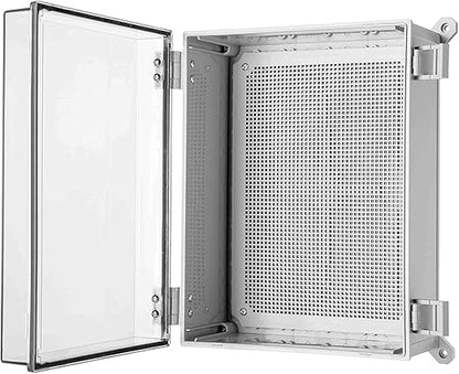Co. ABS Waterproof IP67 Hinged Electronics Box with Mounting Plate, Bracket (11.81" x 15.7" x 6.7", Clear Cover - 4 Pack)