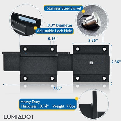 Flip Gate Latch Lock with Padlock Hole 3Pack, 3.5mm Heavy Duty Aluminum Alloy Adjustable Door Latch for Sliding Swing Open Gate, Outdoor, Wooden Fence, Barn, Shed, Garage, Yard