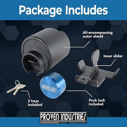 Proven Industries Model 2516 Trailer Lock, Fits Select 2 5/16-Inch Couplers, Secures Safety Chains, Made in The USA, (Blue)