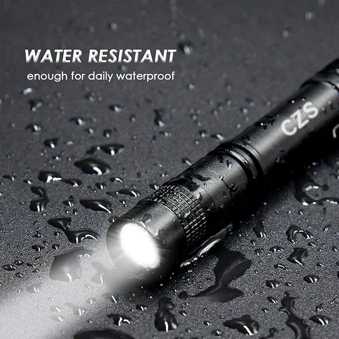 CZS Flashlight, 2 Pack Pen Light, Small Flashlights High Lumens, Battery-Powered LED Flashlight by 2AAA Battery, Waterproof Pocket Flashlights for Work, Emergency (Battery Not Included)