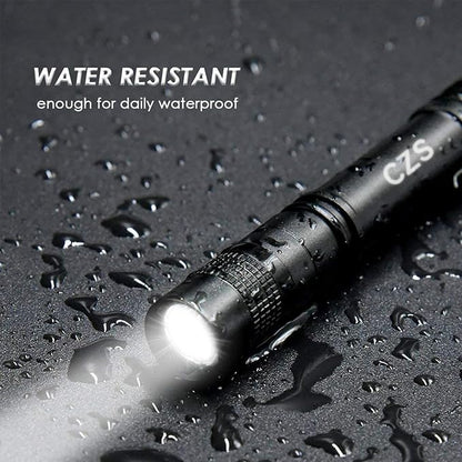 CZS Flashlight, 2 Pack Pen Light, Small Flashlights High Lumens, Battery-Powered LED Flashlight by 2AAA Battery, Waterproof Pocket Flashlights for Work, Emergency (Battery Not Included)